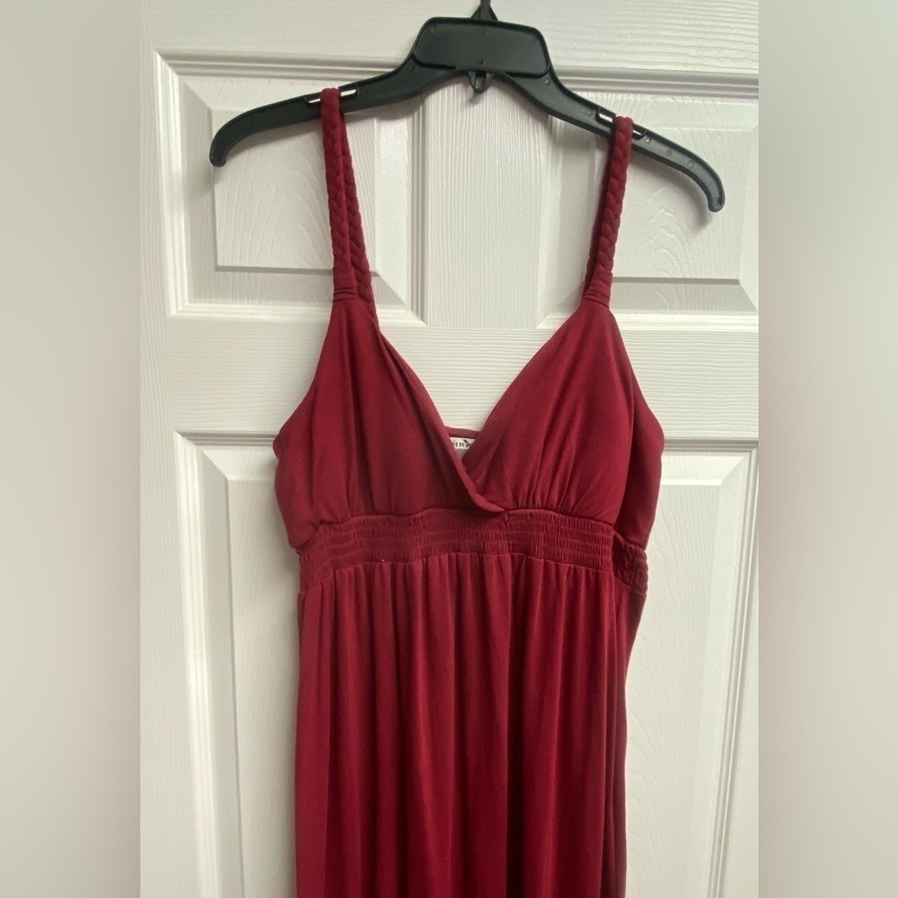 💕 2 For $10 Christine Red/Burgundy Maxi Dress Size Large - Picture 2 of 3